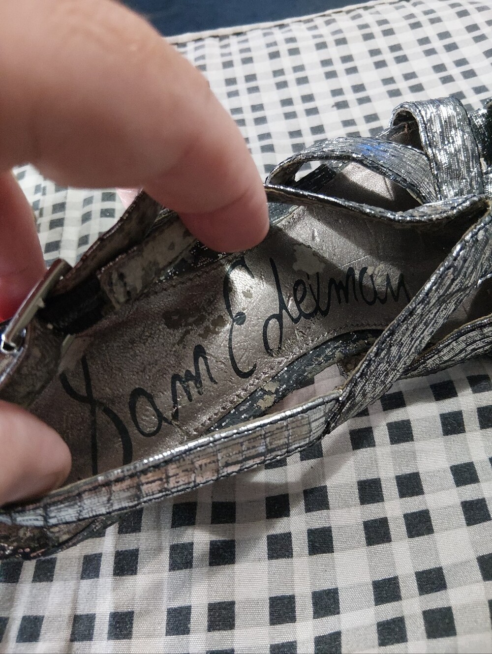 Sam Edelman Metallic Silver Strappy Heels - Picture 2 of 7